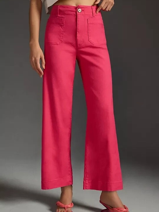 Anthropologie Pants - Anthropologie Maeve Colette European Linen Stretch Wide Leg Pants Pink